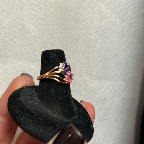 Beautiful Rose Gold Plated 2 Stone Ring - Picture 8 of 9